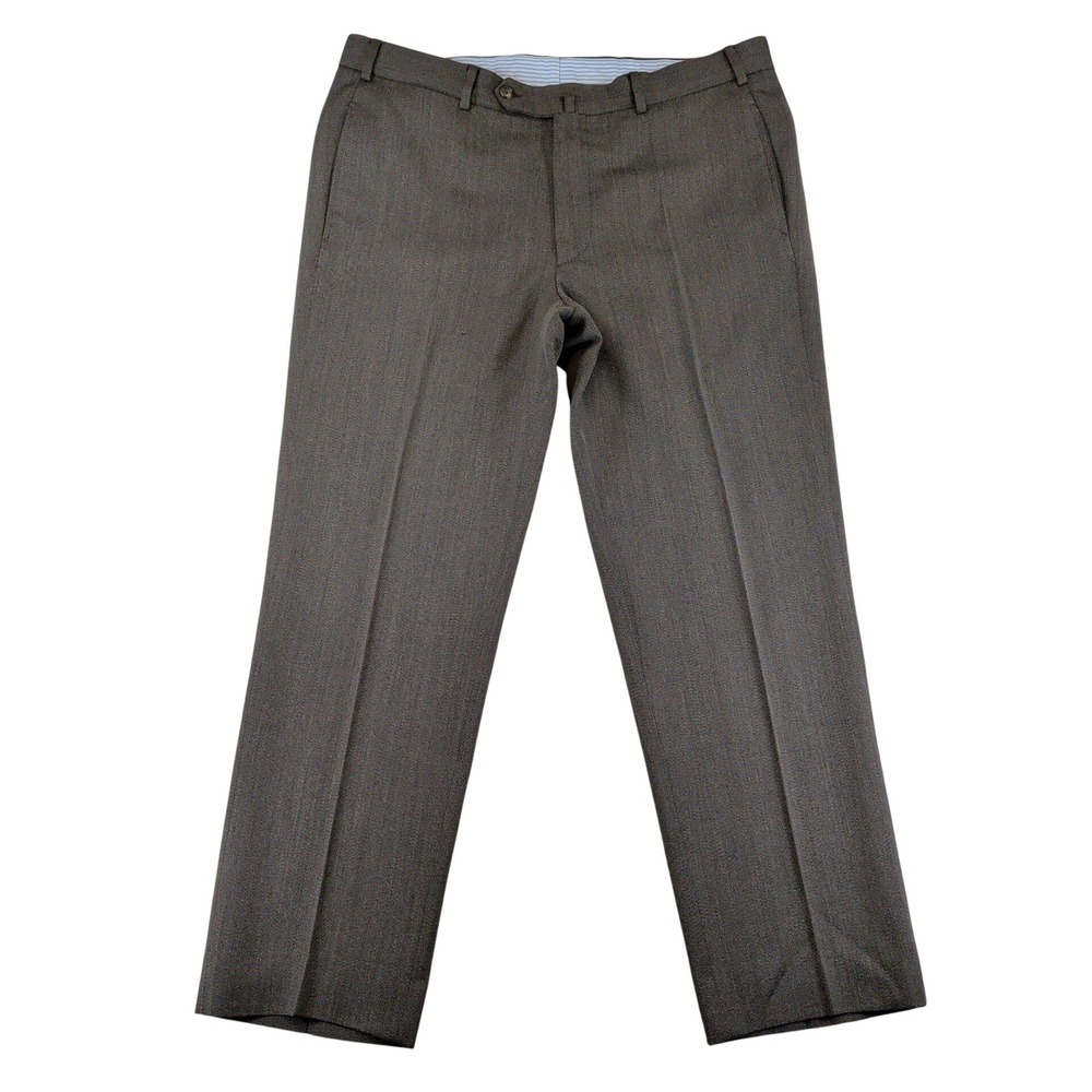 Faconnable Mens 36 Brown Wool Dress Pants Straight Leg Made in Portugal French